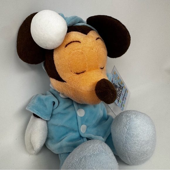 Rare Tokyo Disney Sleeping Mickey Mouse Plush In Blue Pajamas New HTF! - Picture 3 of 8